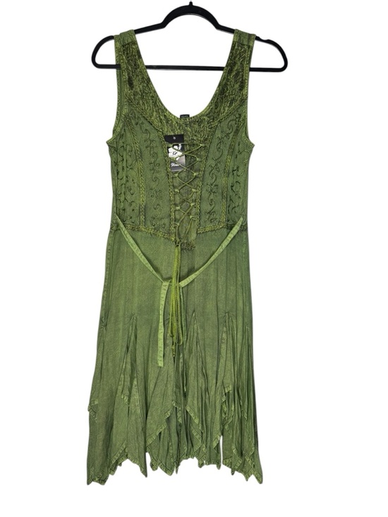 Flower Dresses & Skirts - Flower Midi Dress Renaissance Festival Green Corset Lace Up Fairy Grunge O/S NWT